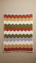 Plaid crochet chevrons terre cuite