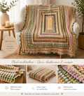 « Plaid multicolore fait main au crochet 123 x 143 cm en 100 % acrylique – Maison Calp »