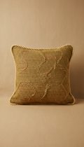Housse coussin olive doré fait main